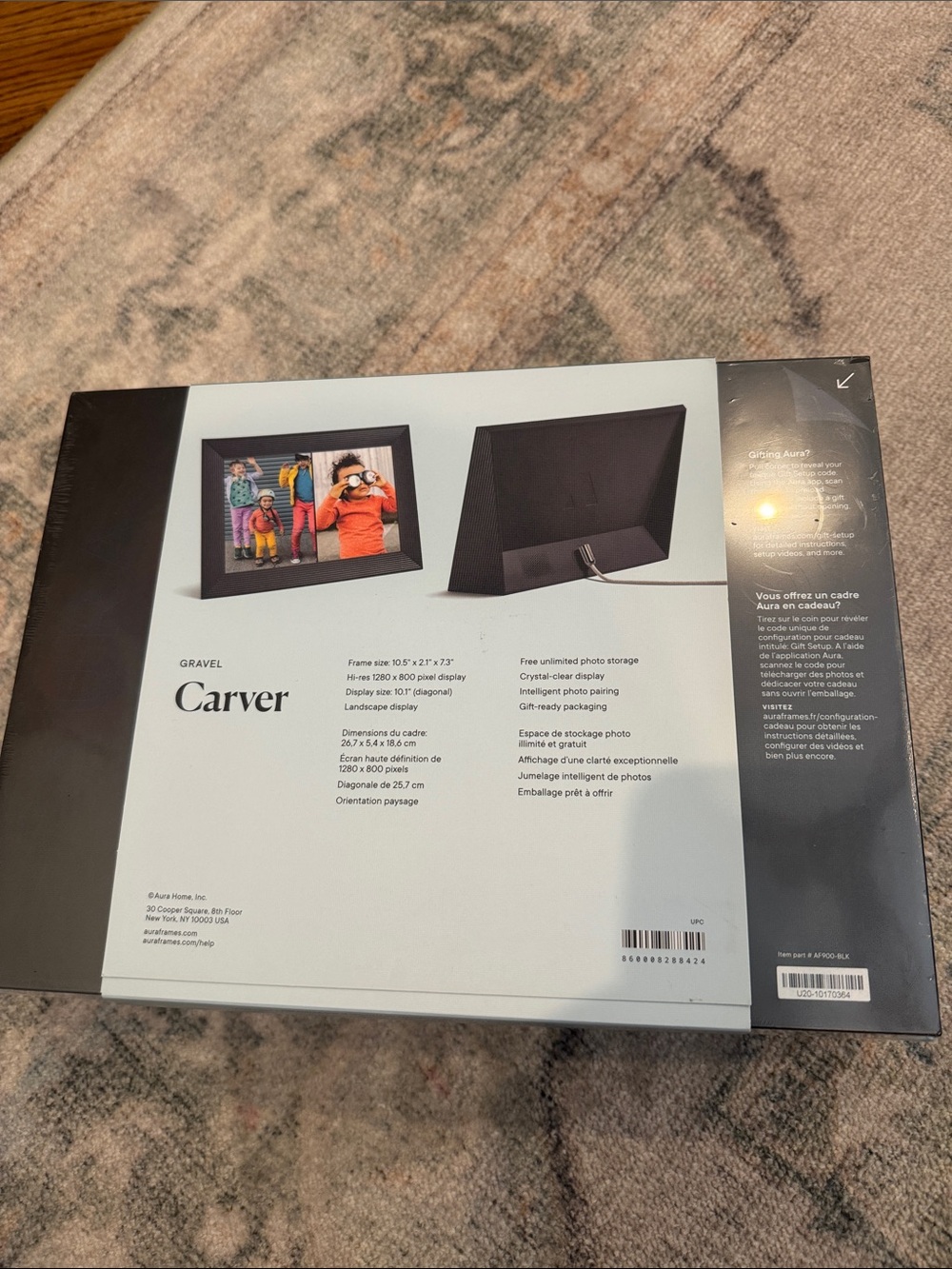 Aura Carver Digital Frame - Gravel (black frame) NIB - Picture 2 of 6